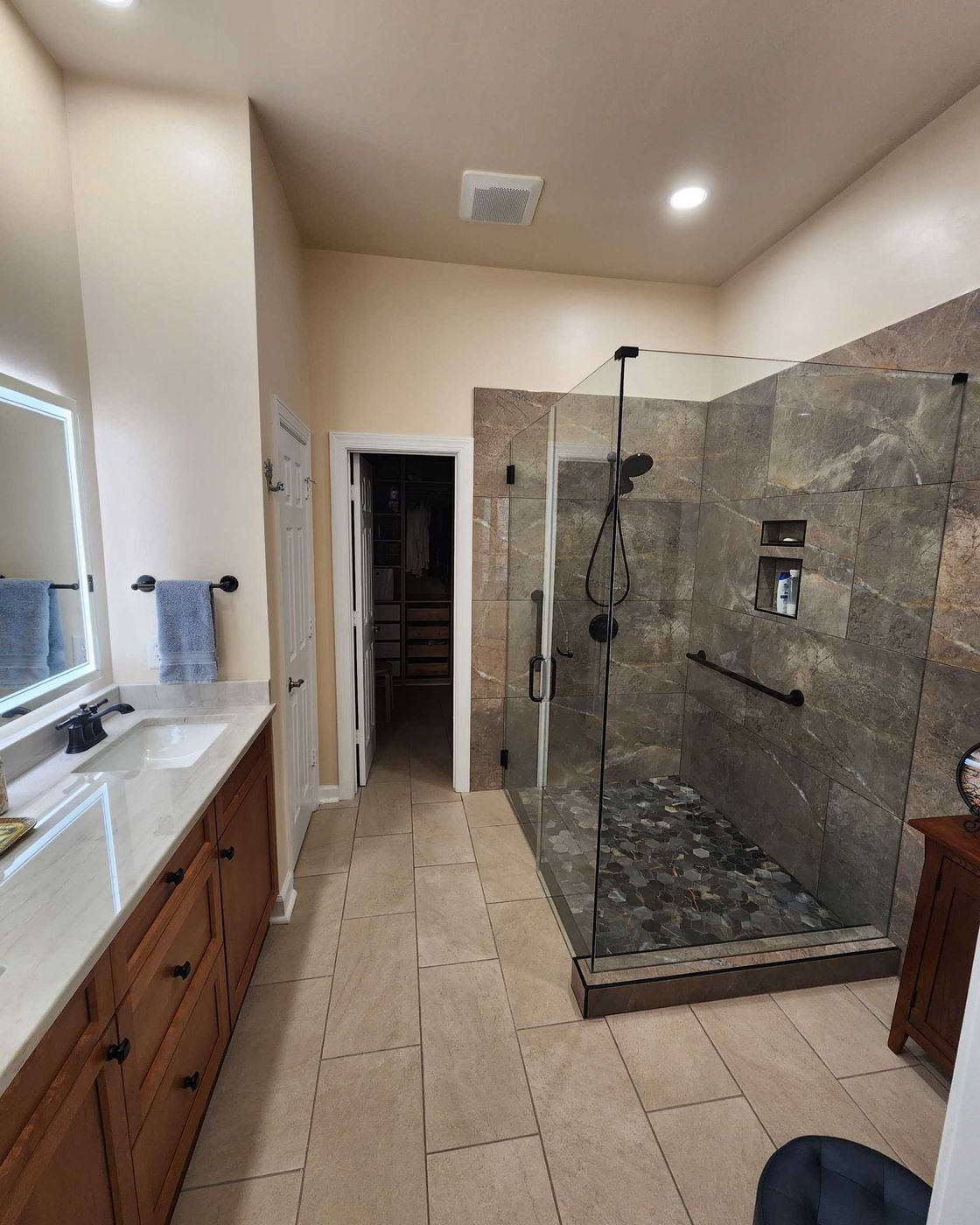 After: a primary bathroom suite remodel