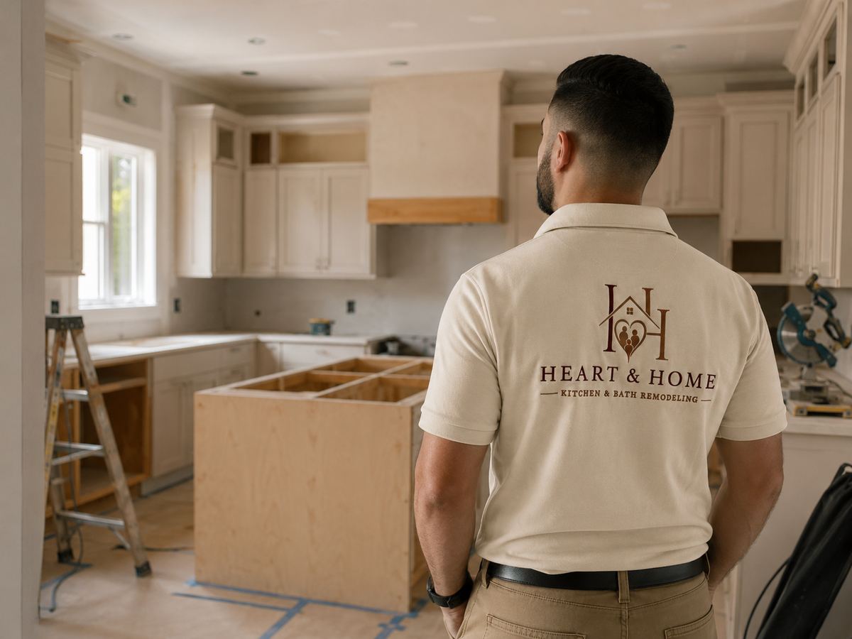 Heart & Home craftsman on site during a North Atlanta kitchen remodel
